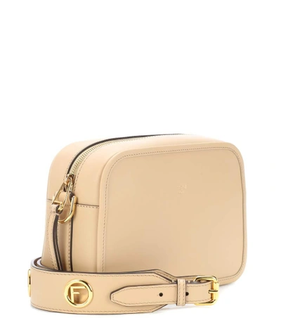 Shop Fendi Camera Case Leather Shoulder Bag In Beige