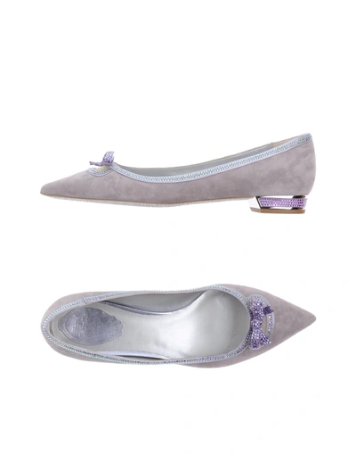 Shop René Caovilla Ballet Flats In Grey