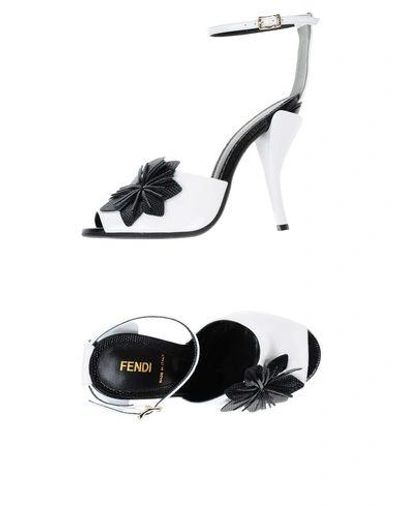 Shop Fendi Sandals In White