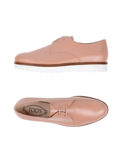 Shop Tod's Lace-up Shoes In Pastel Pink