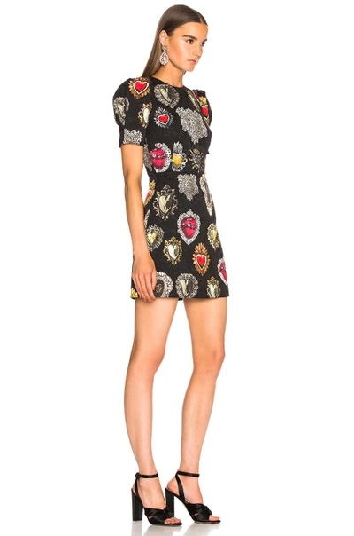 Shop Dolce & Gabbana Brocade Printed Mini Dress In Black,floral