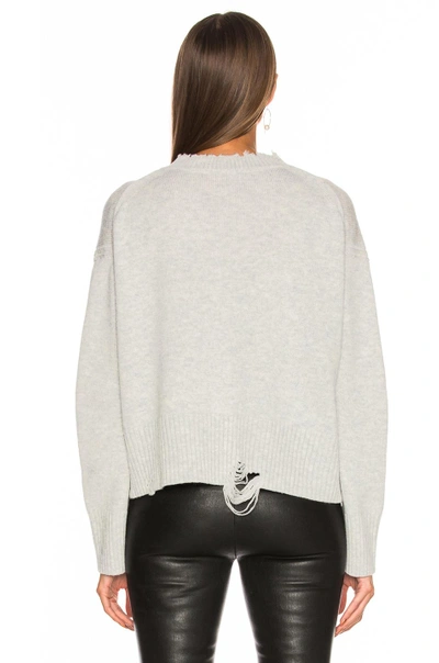 Shop Helmut Lang Distressed Off Shoulder Sweater In Gray