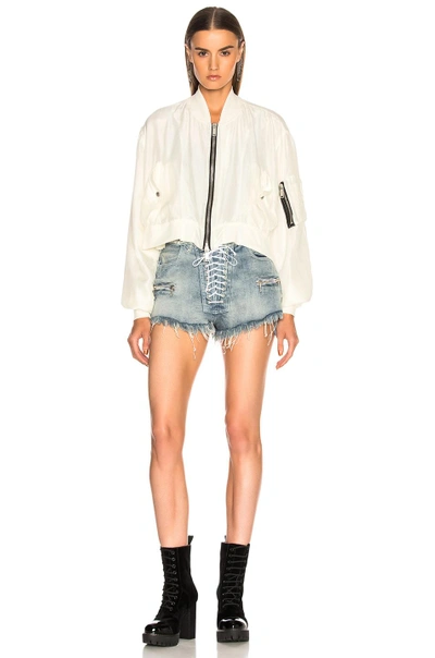 Shop Ben Taverniti Unravel Project Unravel Silk Deconstructed Bomber Jacket In White