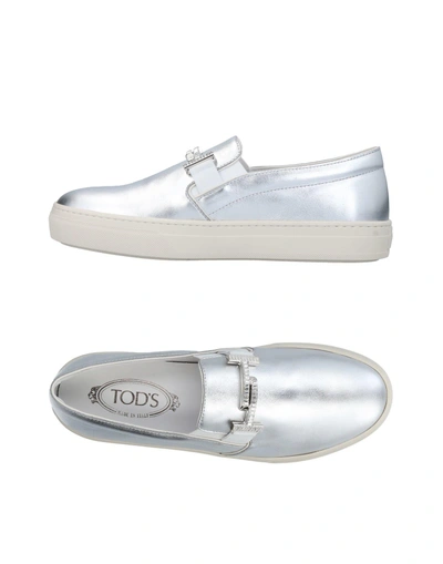 Shop Tod's Sneakers In Silver