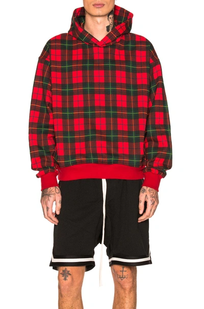 Shop Fear Of God Plaid Everyday Hoodie In Red,checkered & Plaid