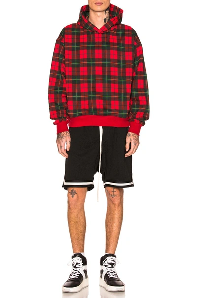 Shop Fear Of God Plaid Everyday Hoodie In Red,checkered & Plaid