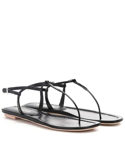 Shop Prada Leather Sandals In Black