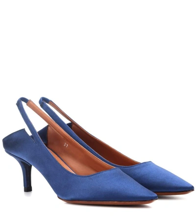 Shop Vetements Slingback Satin Pumps In Blue