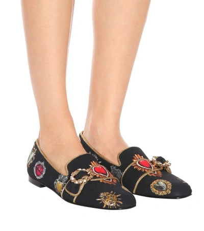 Shop Dolce & Gabbana Embellished Ballerinas In Black