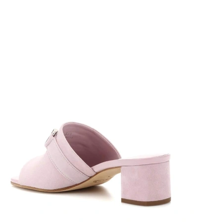 Shop Tod's Double T Suede Sandals In Pink