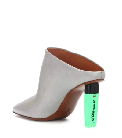 Shop Vetements Highlighter-heel Leather Mules In Grey