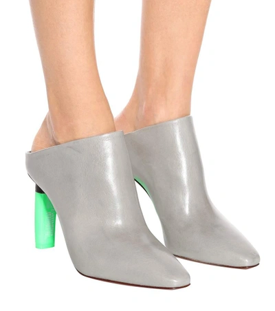 Shop Vetements Highlighter-heel Leather Mules In Grey