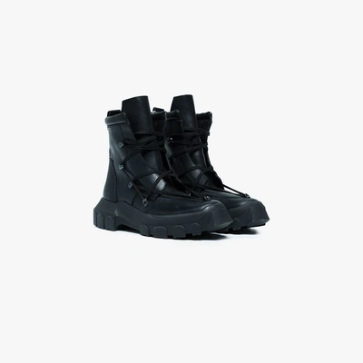 Shop Adidas Originals Rick Owens Black Hike Leather Lace Up Boots