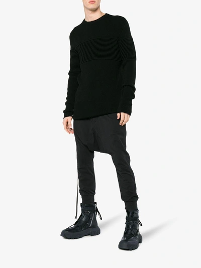 Shop Adidas Originals Rick Owens Black Hike Leather Lace Up Boots