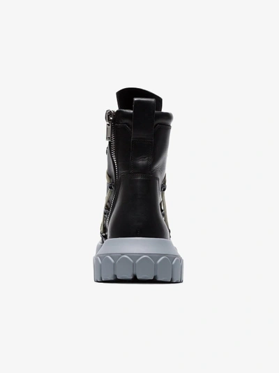 Shop Adidas Originals Rick Owens Black And Stone Grey Hike Lace Up Leather Boots