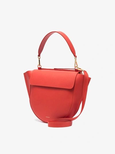 Shop Wandler Red Hortensia Medium Leather Shoulder Bag In Yellow/orange