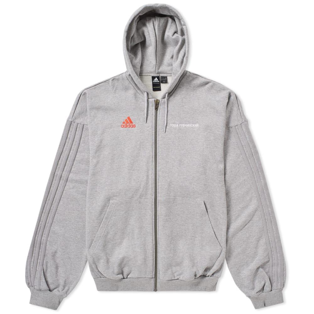 Gosha Rubchinskiy X Adidas Logo Zip Up Hoodie In Grey For