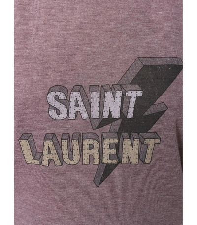 Shop Saint Laurent Grey Lighting Bolt Printed T Shirt