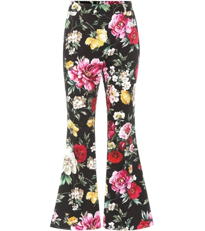 Shop Dolce & Gabbana Floral-printed Cotton Trousers In Multicoloured