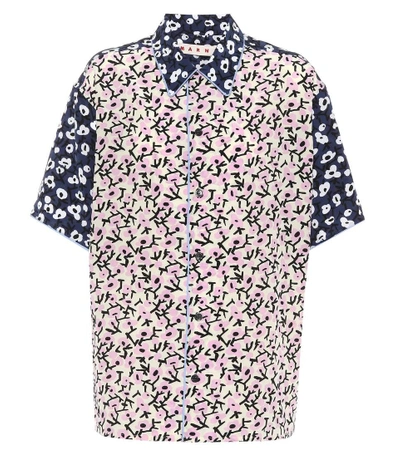 Shop Marni Floral-printed Silk Shirt
