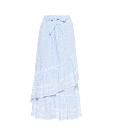 Shop Jonathan Simkhai Striped Seersucker Skirt In Blue