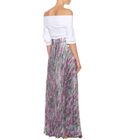 Shop Max Mara Floral-printed Pleated Skirt In Purple