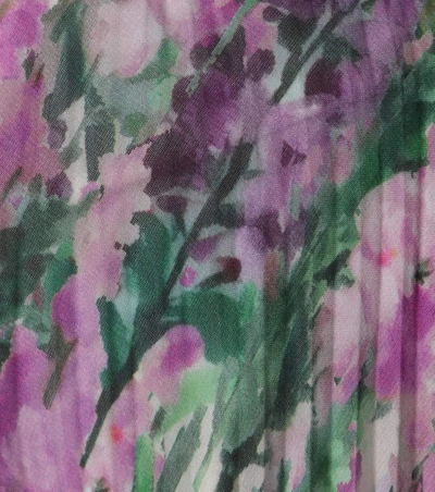 Shop Max Mara Floral-printed Pleated Skirt In Purple