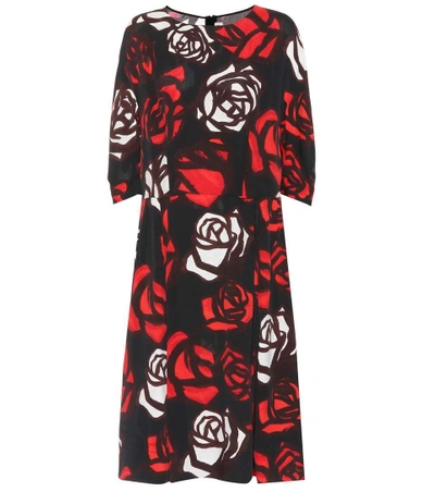 Shop Marni Floral-printed Dress In Black