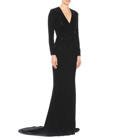 Shop Stella Mccartney Joy Hot Fix Embellished Gown In Black