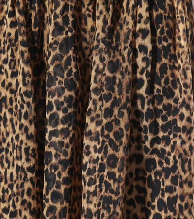 Shop Saint Laurent Leopard-printed Silk Dress In Brown