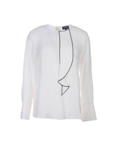 Shop Giorgio Armani Silk Shirts & Blouses In White