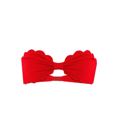 Shop Marysia Antibes Bandeau Bikini Top In Red