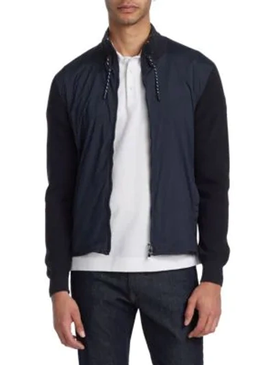 Shop Z Zegna Pearl Stitch Zip Sweater In Navy