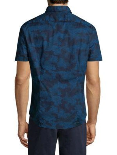 Shop Michael Kors Short-sleeve Camo-print Shirt In Midnight