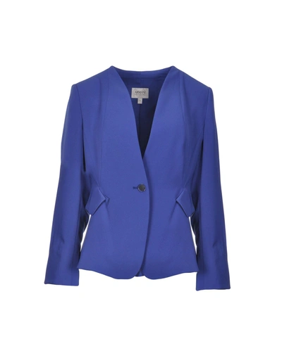 Shop Armani Collezioni Woman Suit Jacket Bright Blue Size 16 Polyester