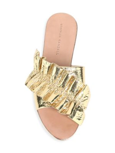 Shop Loeffler Randall Rey Metallic Leather Slides In Gold