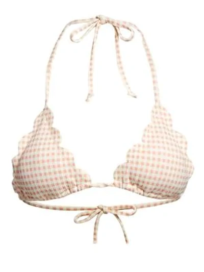 Shop Marysia Broadway Scalloped String Bikini Top In Stone