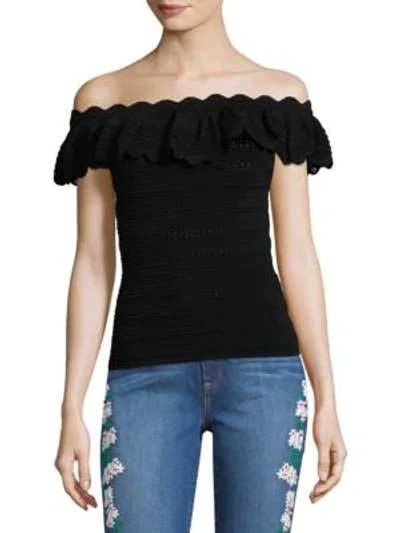 Shop Alice And Olivia Janella Off-the-shoulder Top In Black