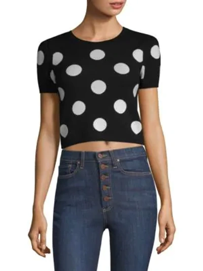 Shop Alice And Olivia Ciara Cropped Sweater In Black White