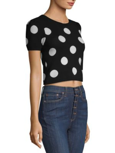 Shop Alice And Olivia Ciara Cropped Sweater In Black White