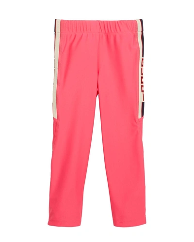 Shop Gucci Technical Jersey Leggings W/ Logo Jacquard Sides In Pink