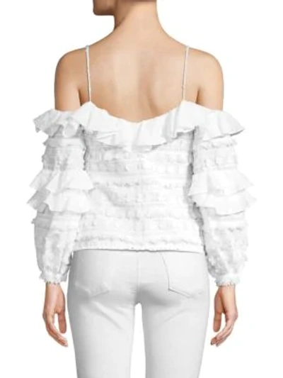 Shop Alexis Damini Ruffle Top In White Embroidery