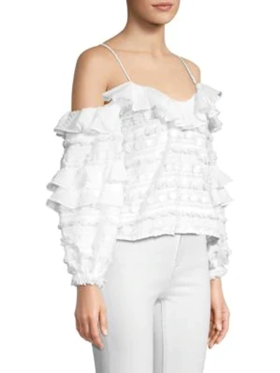 Shop Alexis Damini Ruffle Top In White Embroidery