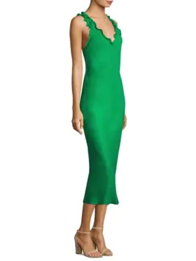 Shop Tibi Ruffle Bias Dress In Green