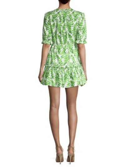 Shop Saloni Billie Flounce Mini Dress In Green Fern