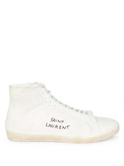 Shop Saint Laurent Suede High-top Sneakers In Bone