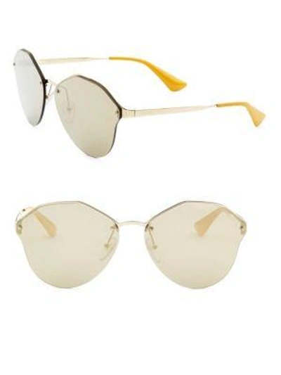Shop Prada Women's 64mm Mirrored Irregular Sunglasses In Gold Grey