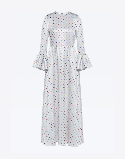 Shop Valentino Polka-dot Print Dress In Silver