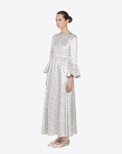 Shop Valentino Polka-dot Print Dress In Silver