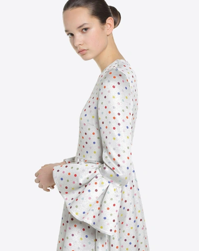 Shop Valentino Polka-dot Print Dress In Silver